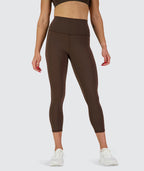 High-Waist 7/8 tights, Model 176 cm / size S#color_coffee-bean