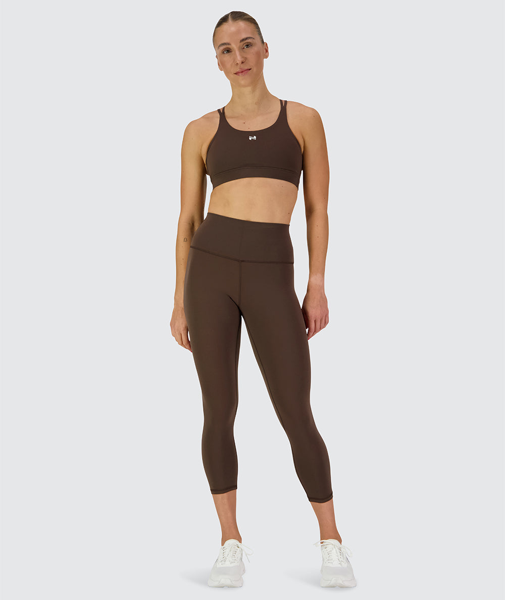 High-Waist 7/8 tights, Model 176 cm / size S#color_coffee-bean