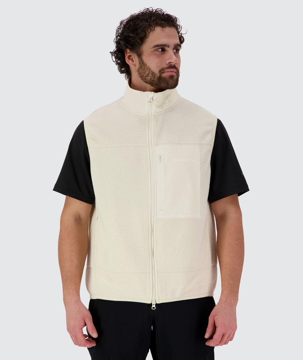 Gymnation Pile Vest Unisex, Model 179cm size L #color_off-white