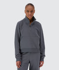 Women Half-Zip Sweater Model 167 cm / size S #color_dark-grey