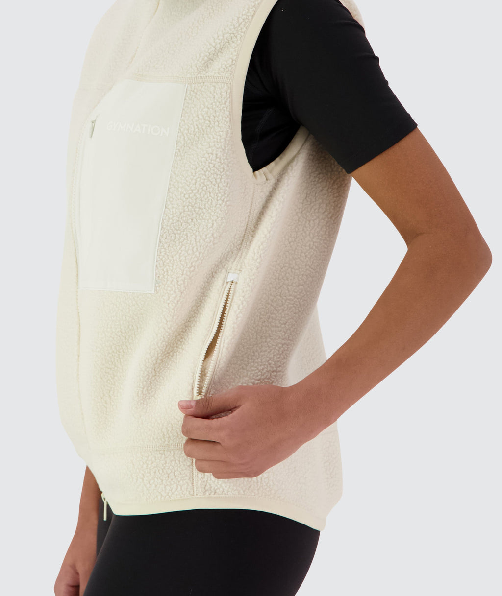 Gymnation Pile Vest Unisex #color_off-white