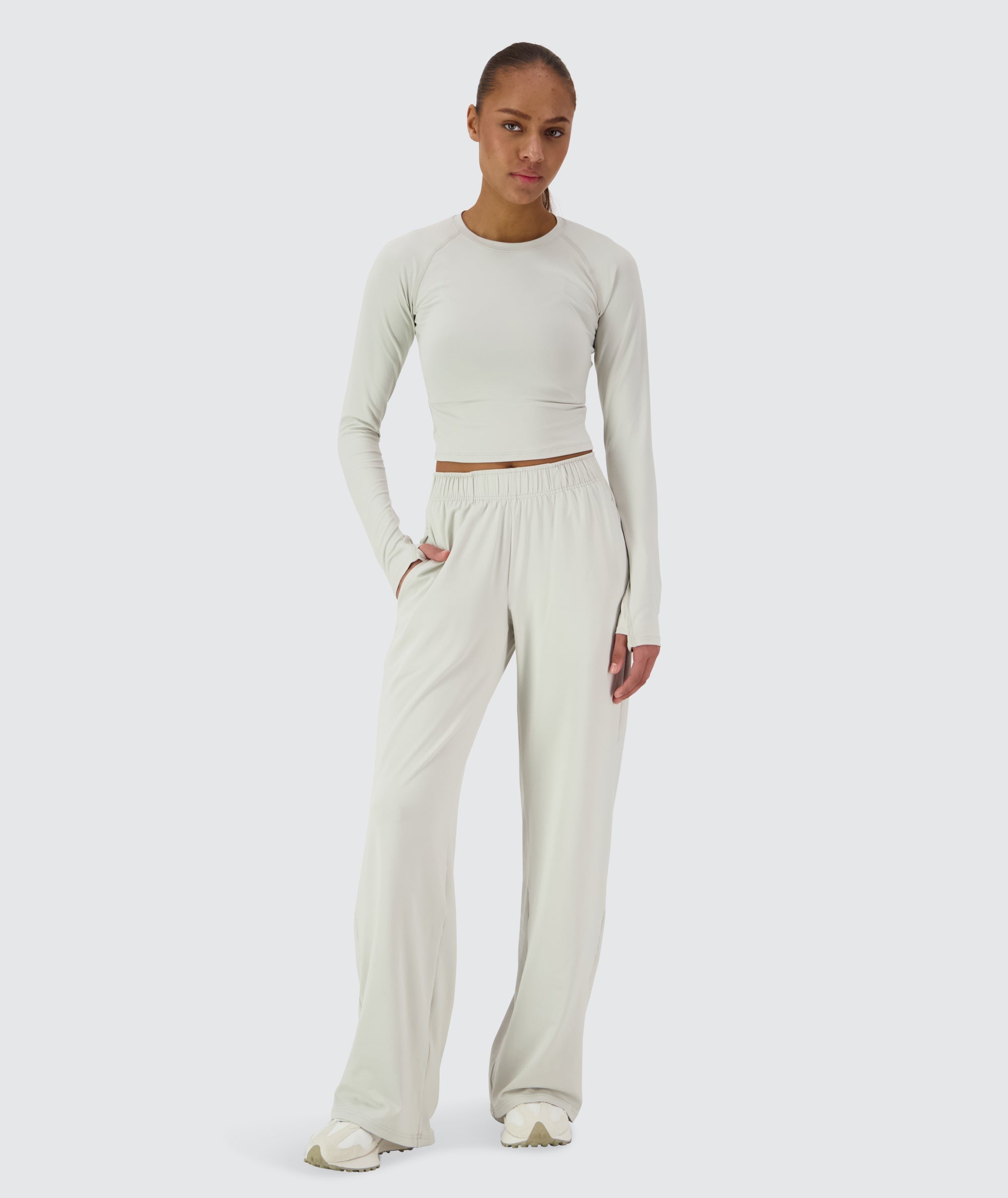 Gymnation Wideleg ComfyKnit Pants #color_Fog