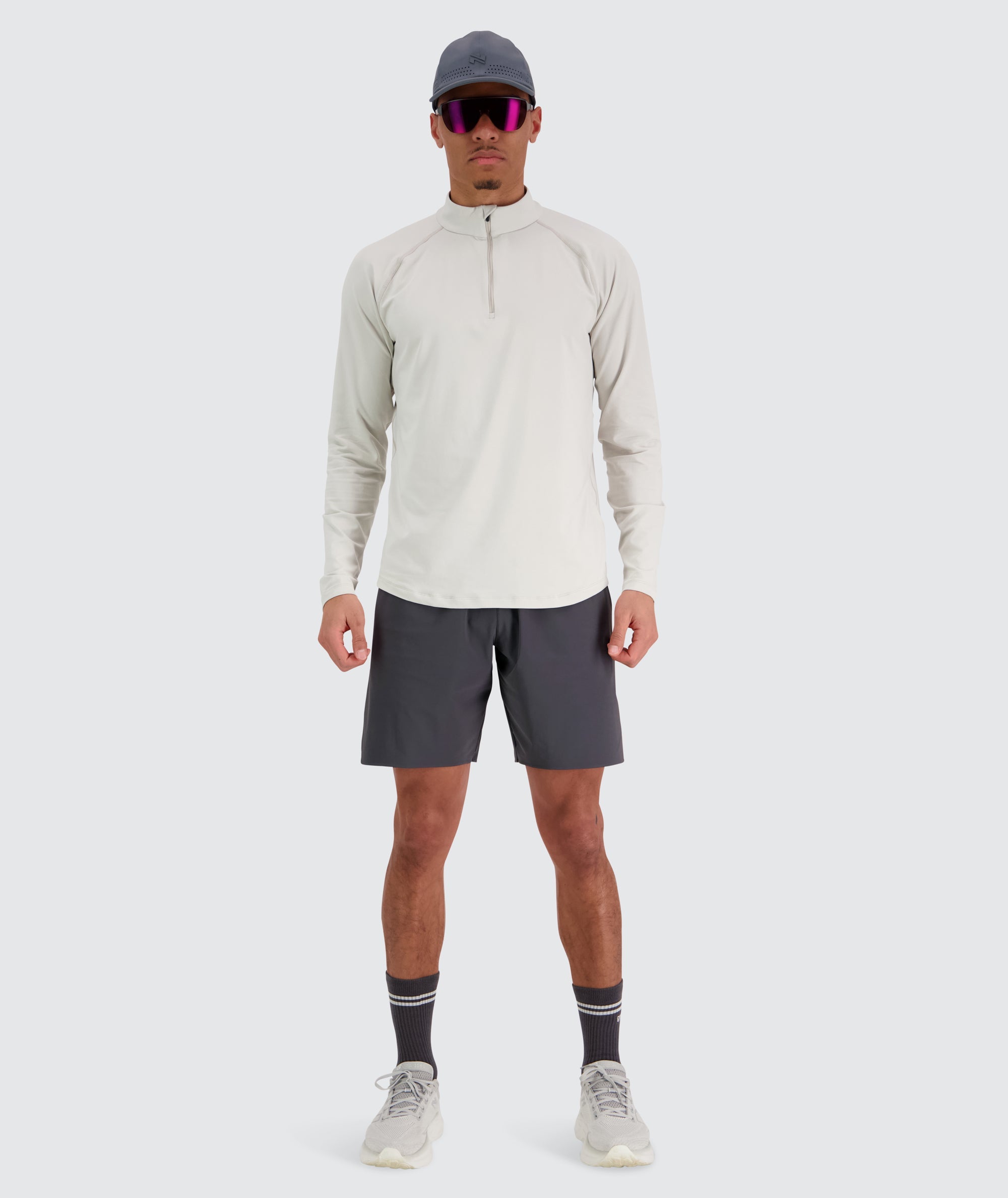 Men's performance shorts, Model 184 cm / size L#color_gravel-grey