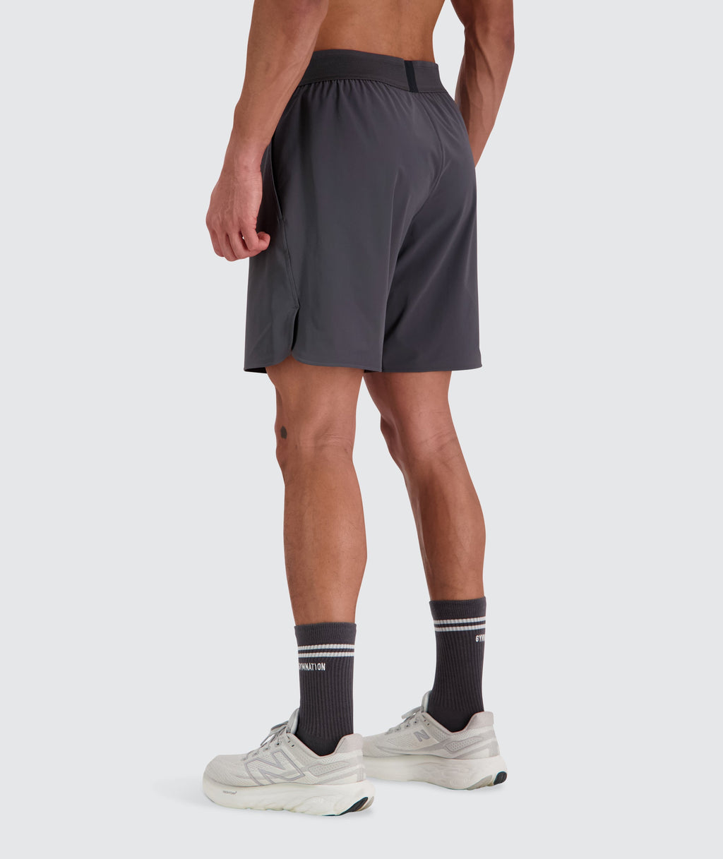 Men's performance shorts, Model 184 cm / size L#color_gravel-grey