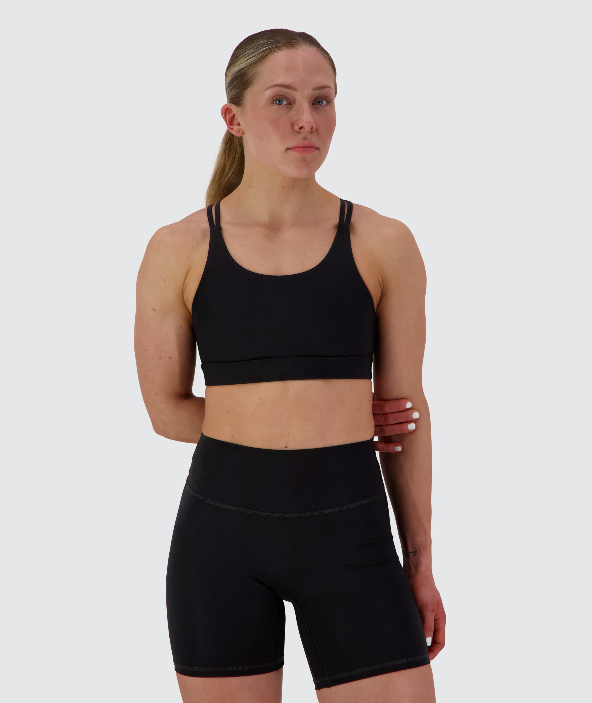 EveryForm Strappy Sports Bra, Model 166 cm / size S #color_black