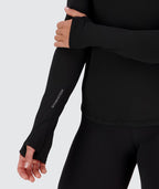 Women's super comfy half-zip, Model 176 cm / size S#color_black